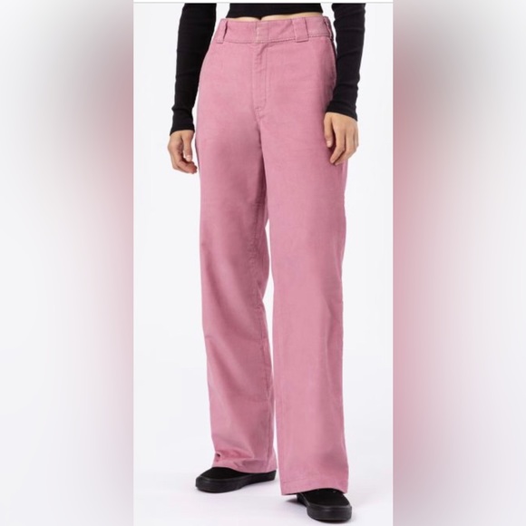 Dickies Women's pink Halleyville Regular Fit Wide Leg Corduroy Pants size 0R - Picture 1 of 10